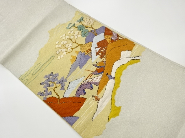 JAPANESE KIMONO / VINTAGE NAGOYA OBI / TSUZURE / WOVEN SCENERY